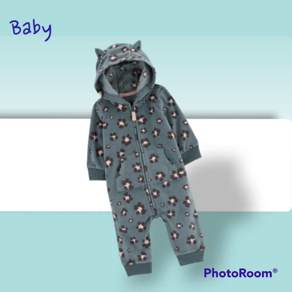 Carter's Fleece Hooded Jumpsuit Size 24 months